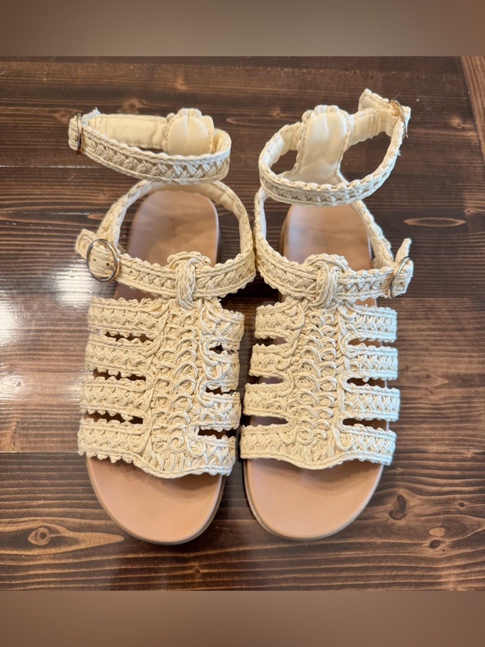 Universal Thread Woven Braided Strappy Sandals — Cream Size 7.5 EUC - Picture 3 of 7